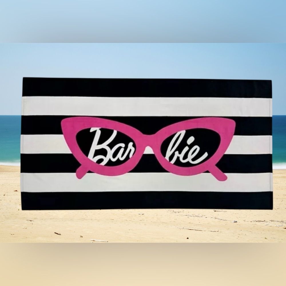 Barbie Black and White Stripe Beach Towel